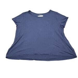Emma Shirt Womens 3X Blue Cap Sleeve Crew Neck Pullover Casual T Shirt